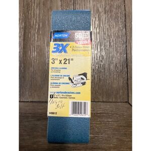 Norton 3X Sandpaper Belts 50 Grit Zirconia Alumina 3 x 21 in ** Only 1 Belt **